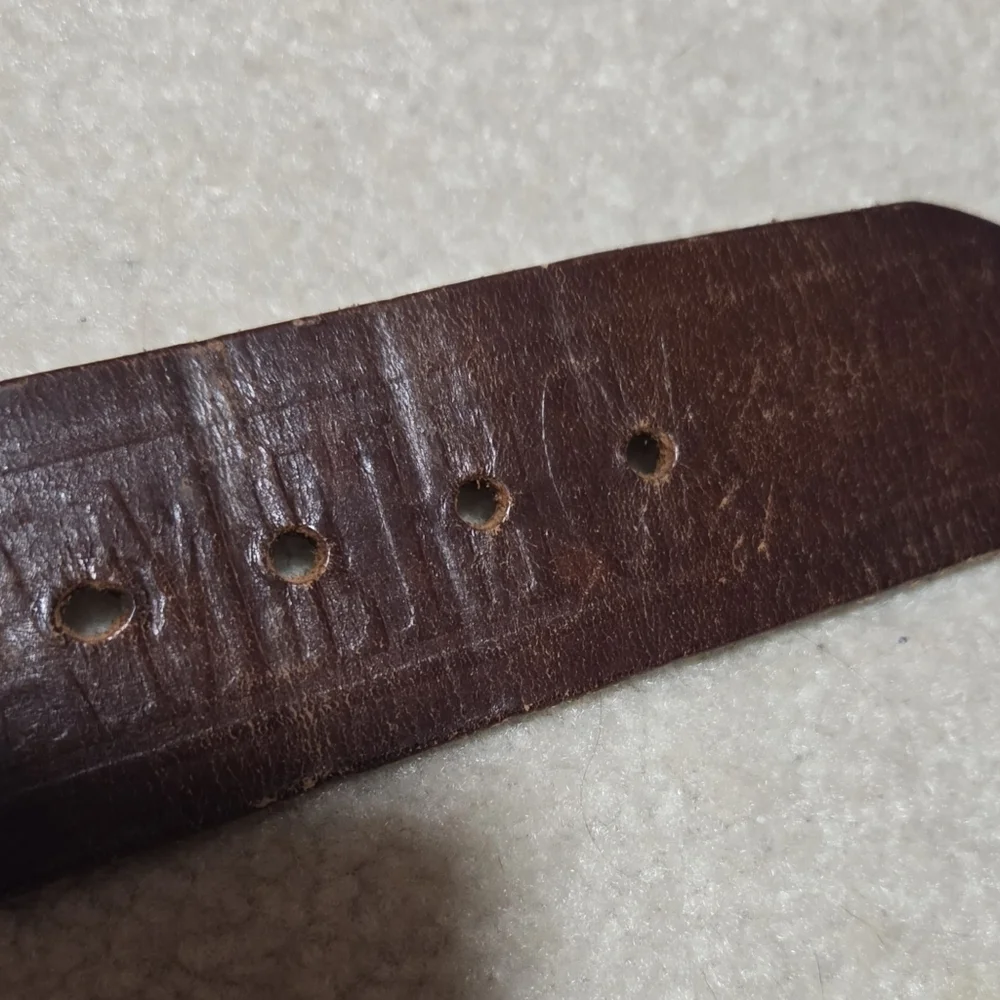 Vintage God Bless America Brown Leather Belt with Eagle Buckle